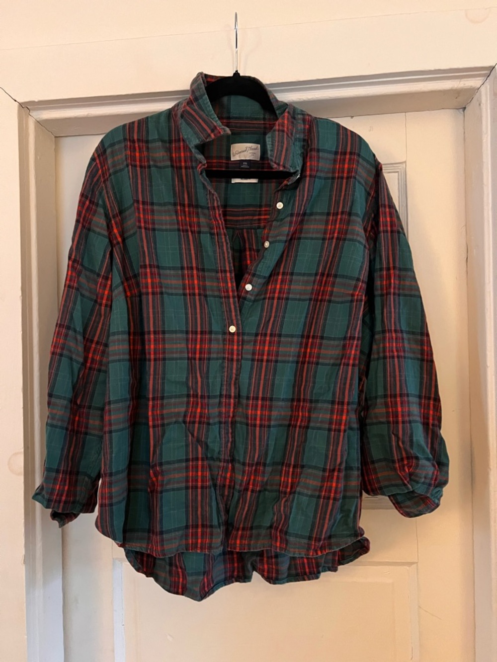Universal Thread Green and Red Plaid Relaxed Fit Shirt